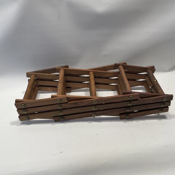 VintageWood & Brass Tack Expanding Wine Rack Table Top 8 Bottle Holder Expands - Picture 7 of 10